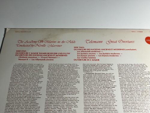 Telemann Great Overtures LP record 1975 Vinyl World record club - Picture 4 of 6