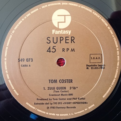 TOM COSTER ** Zulu Queen ** ORIGINAL 1983 SPAIN 12" Single **EX - SANTANA - Picture 3 of 4