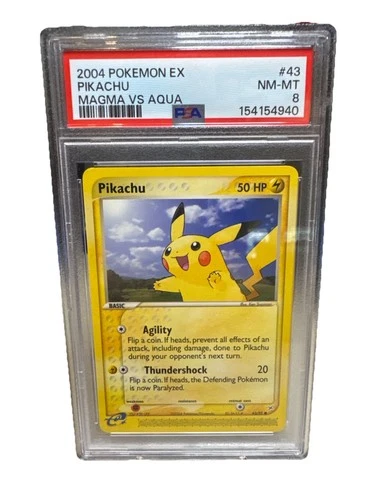 2004 Pokémon EX Team Magma vs Team Aqua Pikachu #43 PSA 8 NM-MT