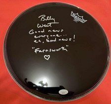 BILLY WEST Futurama "Farnsworth" autographed Remo drumhead w/ inscriptions!! JSA