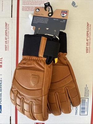 Hestra Fall Line Alpine Pro Leather 5 Finger Ski Gloves Color Brown 10 - XL NWT