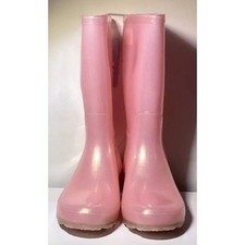 Cat  Jack Girls Pink Rubber Slip- On Rain Shimmer Waterproof Boots Size 3 NWT