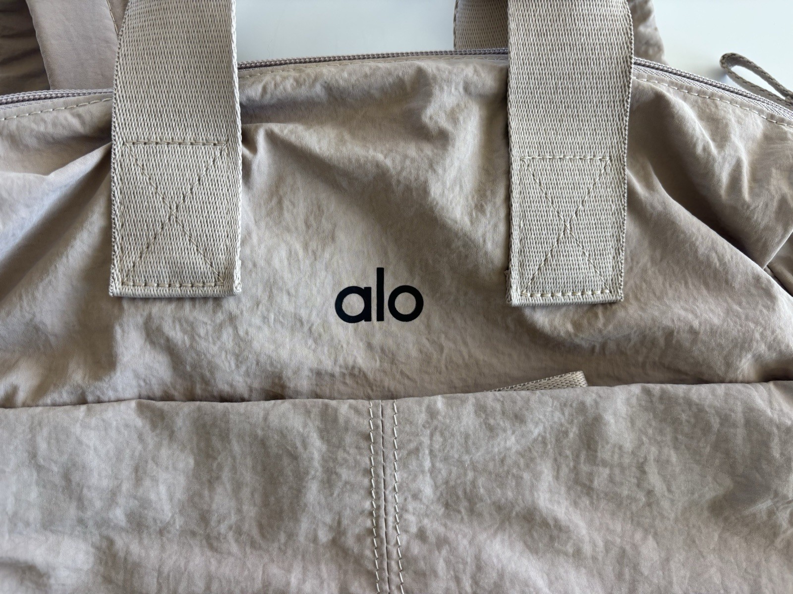NWOT Alo Yoga Nylon Backpack Beige 14” X 16”