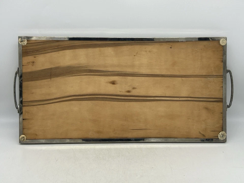 Art Deco Bauhaus Serving Tray with Orange Sherbert Cups, Glass and Silver Plated - Image 3 of 4