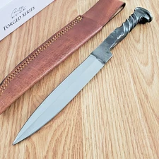 Rite Edge Fixed-Blade Knife Made From Railroad Spike 6.5" Blade Twisted Handle