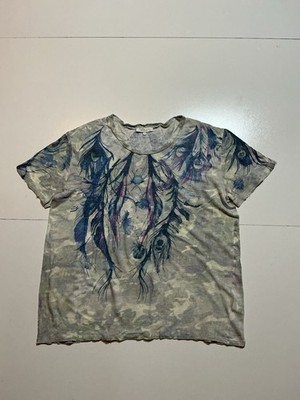 Iro 100% Linen Vadoma Made In Portugal Feather Tie Dye S/S Women s T-Shirt Sz. 3