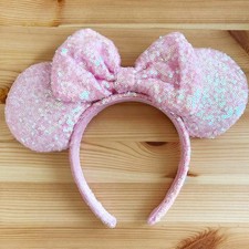 Tokyo Disney Parks Pink Sequin Headband Aurora Sparkle Minnie Mickey Mouse Ear