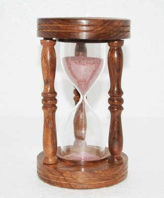 Antique Solid Wooden & Glass Sand Timer Hourglass Nautical Maritime Sand Clock