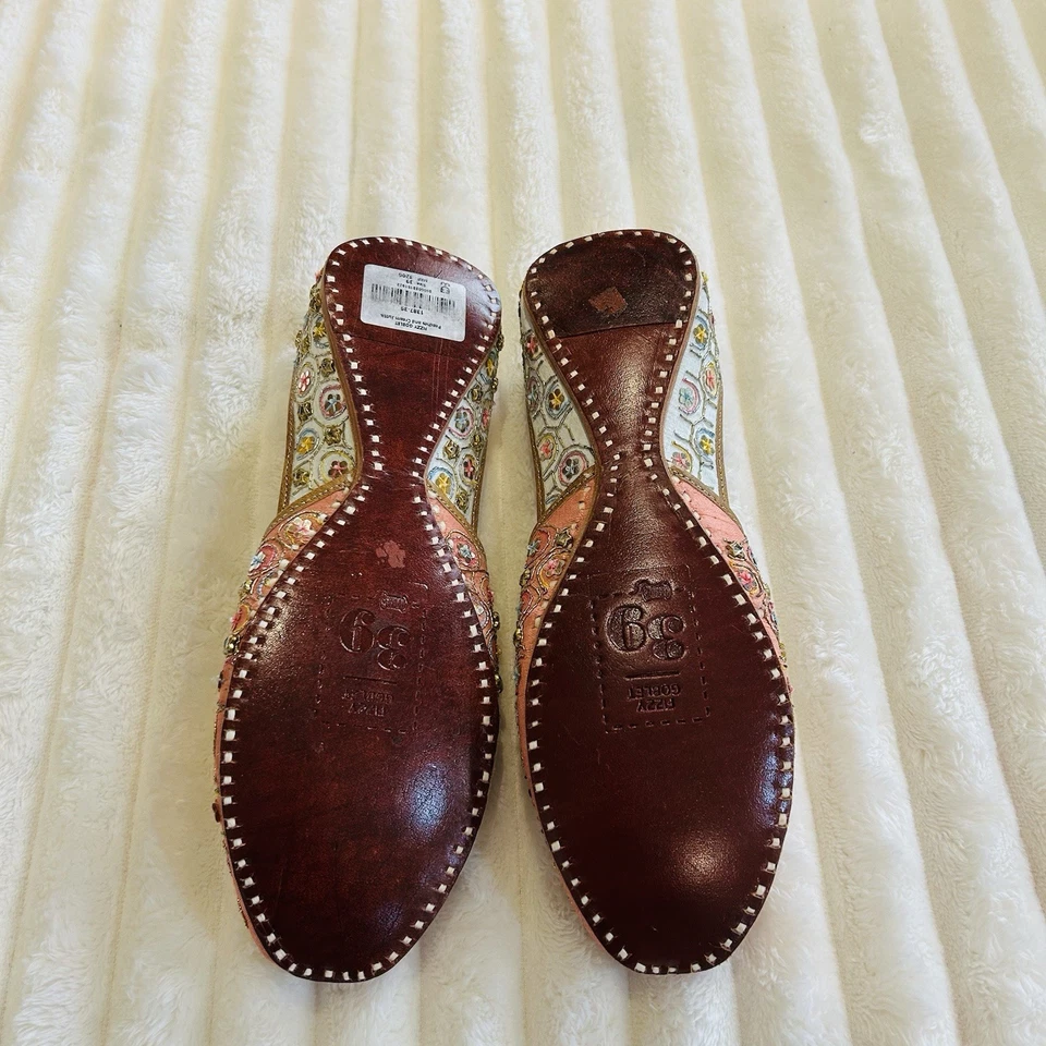 Cáliz efervescente con cuentas Khussa bordada rosa azul dorado indio Jutti para mujer Foto 4 de 4