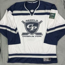 Vintage Champlin Park Rebels Hockey Jersey Minnesota High School MN Bakka Size L