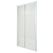 Cooke Lewis Onega Blanc Frosted Striped Sliding Shower Door 100cm 190cm Glass