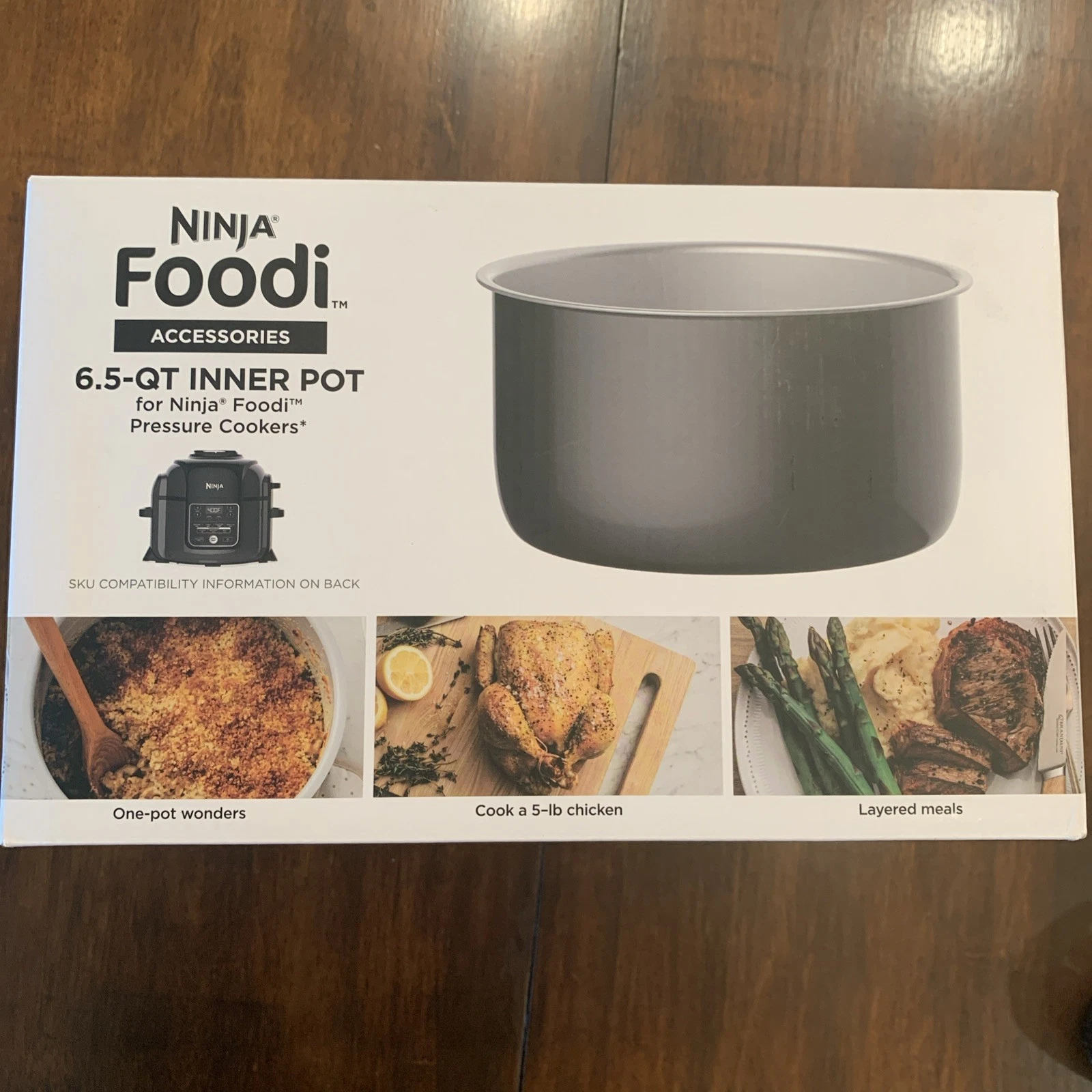 Ninja Foodi Ceramic-Coated Inner Pot 6.5-Qt Gray Accessory NEW Open Box