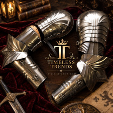Medieval Knight Pauldrons Full Arm Armor Set - Steel LARP Cosplay Suit