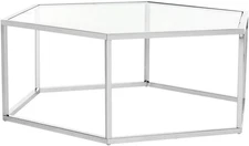 Home Collection Eliana Chrome and Glass Hexagon Coffee Table
