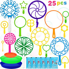 25 PCS Big Bubble Wands Set with Tray, Bubble Making Maker for Kids  Giant Bubb