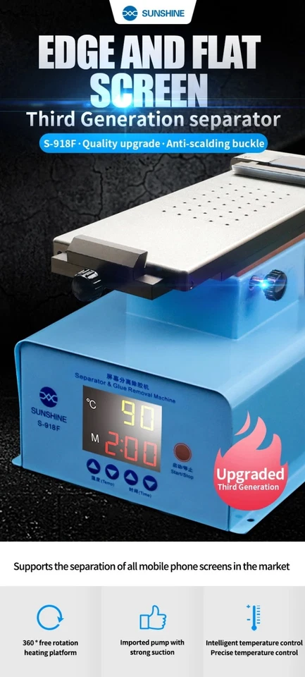 Edge Curved Screen Separator Glue Remover In Frame HotPlate Sunshine S-918F UK - Image 4 of 4