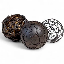 Set Of 3 Hobby Lobby Decorative Orbs Spheres 4"- 4.75"
