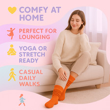 Orange Slouch Socks for Women Extra Long Cotton Scrunch Boot Socks