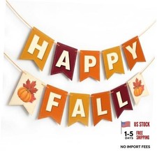 Yellow Banner for Fall Decorations - Indoor/Outdoor - Happy Fall