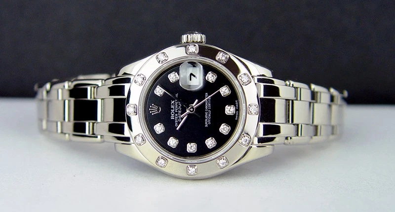 Rolex Lady Datejust Pearlmaster Oro Blanco Negro 12 Diamantes 80319 - CAJA DEL RELOJ Foto 3 de 4