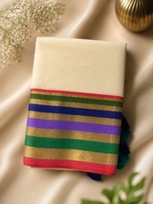 Trending KERALA SAREE Mul cotton with Multi color border