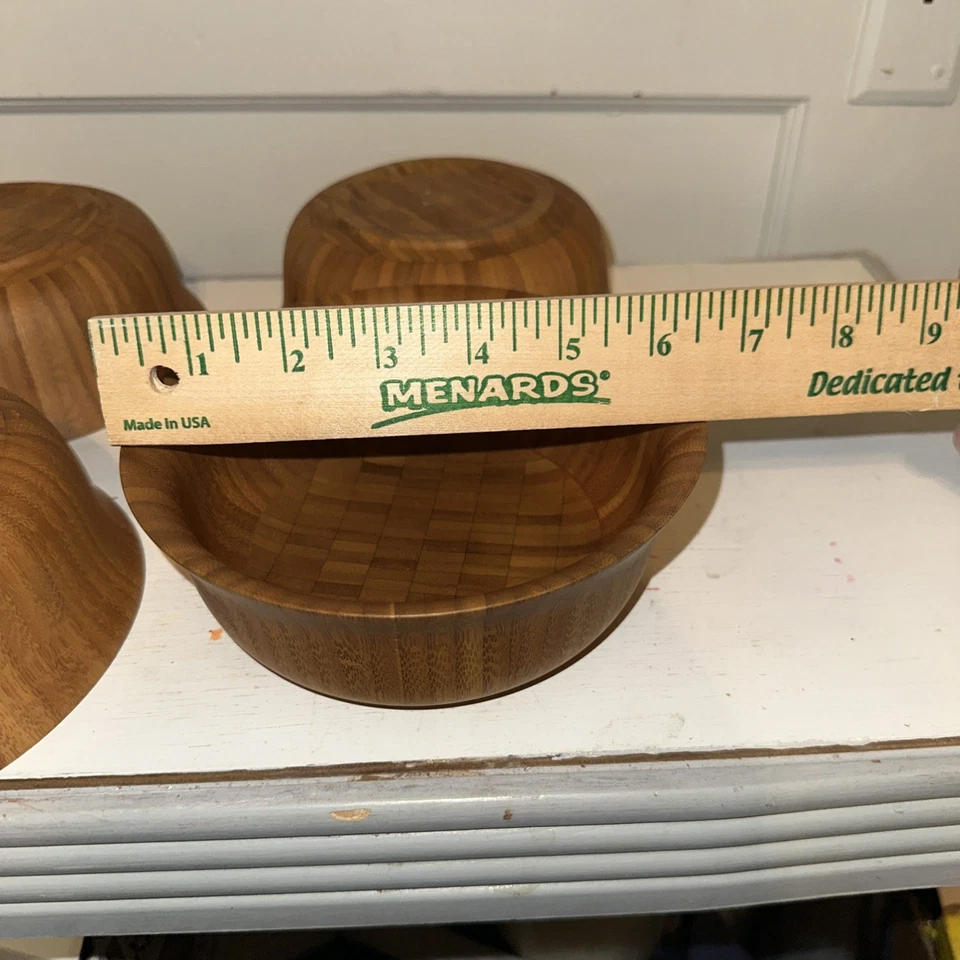 Crate and Barrel Flair Bamboo Bowls. Set Of Four - Image 4 of 4