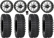 System 3 ST-3 Machined 14" Wheels 28" XT400 Tires Polaris Ranger XP 9/1K