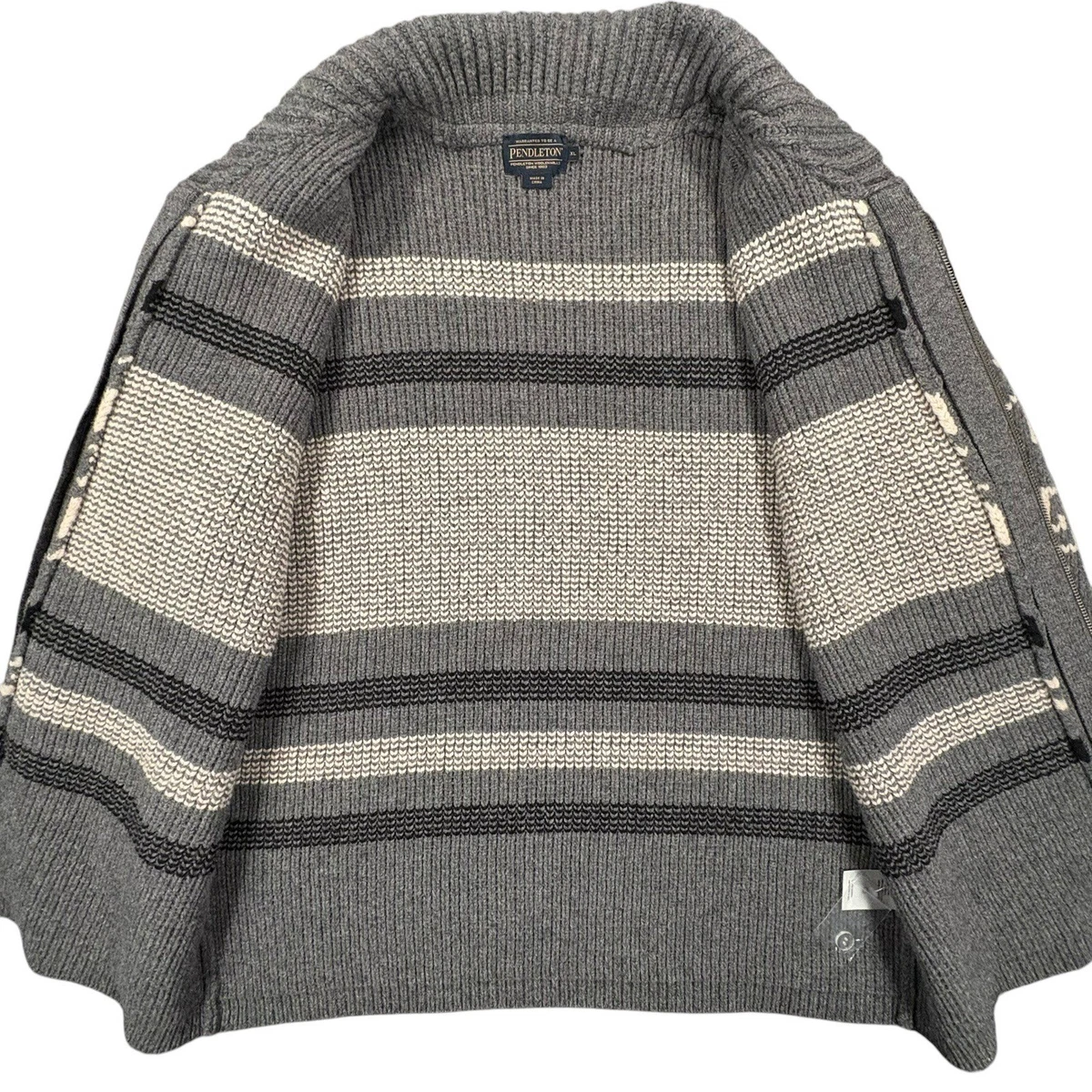 Cárdigan Pendleton Westerley Big Lebowski para Hombres XL Gris Lana de Cordero Suéter Nuevo sin Etiquetas