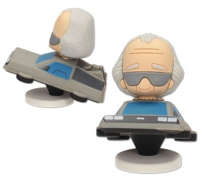 Doc Brown und DeLorean Figur 7cm Gummi Zurück in die Zukunft Original Offizier POKIS
