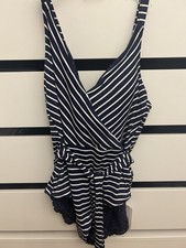 Fat Face Striped swimsuit Tummy Control Belted Size 16