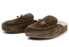 Tory Burch Tory Charm Shearling Suede Slip-on Clogs 8.5