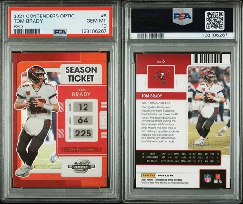 TOM BRADY PSA 10 2021 Panini Contenders Optic - Season Ticket #6 Red Prizm /175