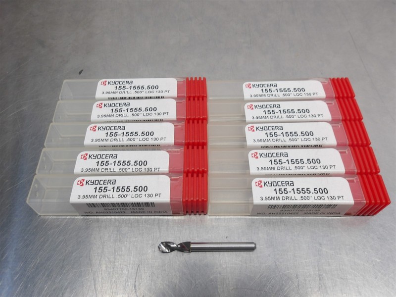 10 NEW! Kyocera 3.95mm Carbide Drill 155-1555.500