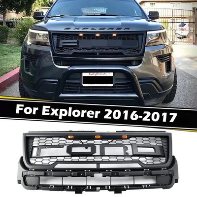 Raptor Style Grill For 2016-2017 Explorer Front Bumper Grille W/LEDs Black
