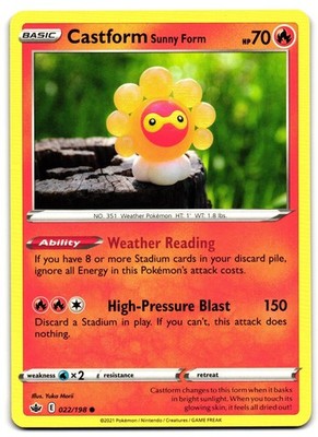 Castform Sunny Form 022/198 -   Chilling Reign Common Pokemon TCG   - LP
