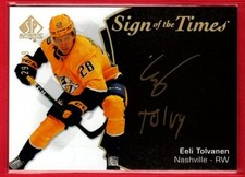 2021-22 SP AUTHENTIC EELI TOLVANEN SIGN OF THE TIMES BLACK GOLD INK AUTO SOTT-ET