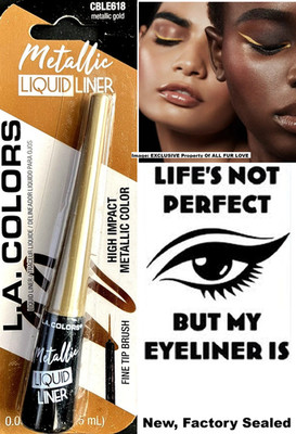 LA Colors Metallic Liquid Eye Liner, Shimmering Gold High Impact, Fine Tip Brush