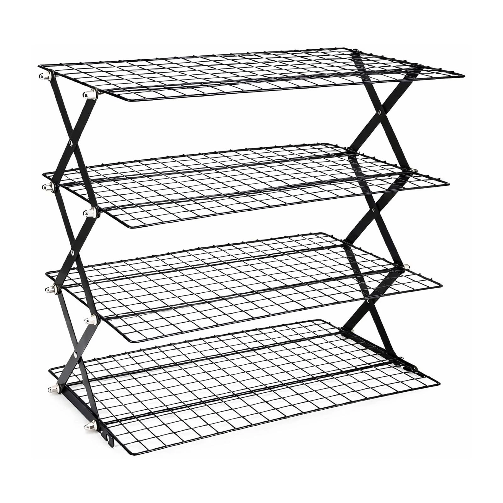 4 Tier Collapsible Cooling Rack, Adjustable Stackable Wire Cooling Racks for ...
