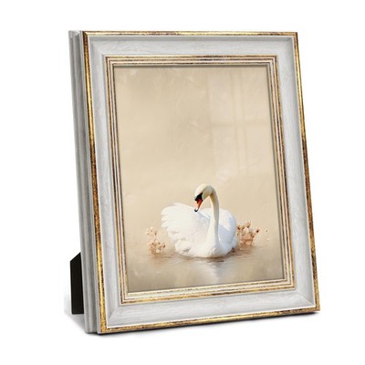 8x10 Vintage White Gold Photo Frame, for Wall Tabletop Display & Home Gift Decor