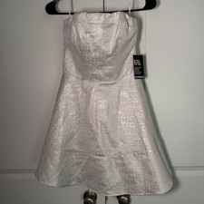 Express Metallic Silver Strapless Fit and Flare Cocktail Dress Size 0 NWT