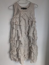 Zara Beige Silk Blend Sleeveless Layered Dress Size XS (T39)