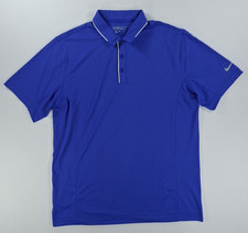 NIKE Men's Medium Golf Dri-Fit Polo Purple White accent Moisture Wicking Logo