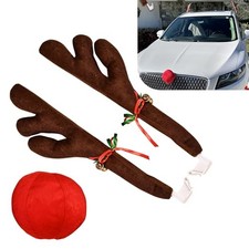 3-Piece Car Antlers and Nose Decorations, Christmas Atmosphere Reindeer Kit,