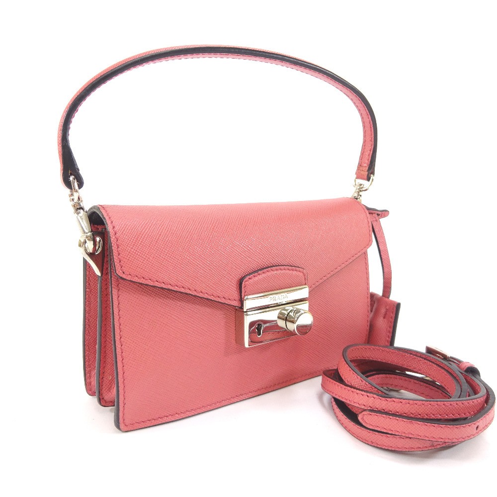 Prada Saffiano Leather Pink Mini 2-Way Shoulder Bag Pouch