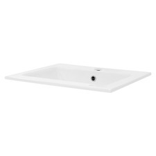 Lavabo blanc céramique rectangulaire á encastrer salle de bain 52,5x44x21,5 cm
