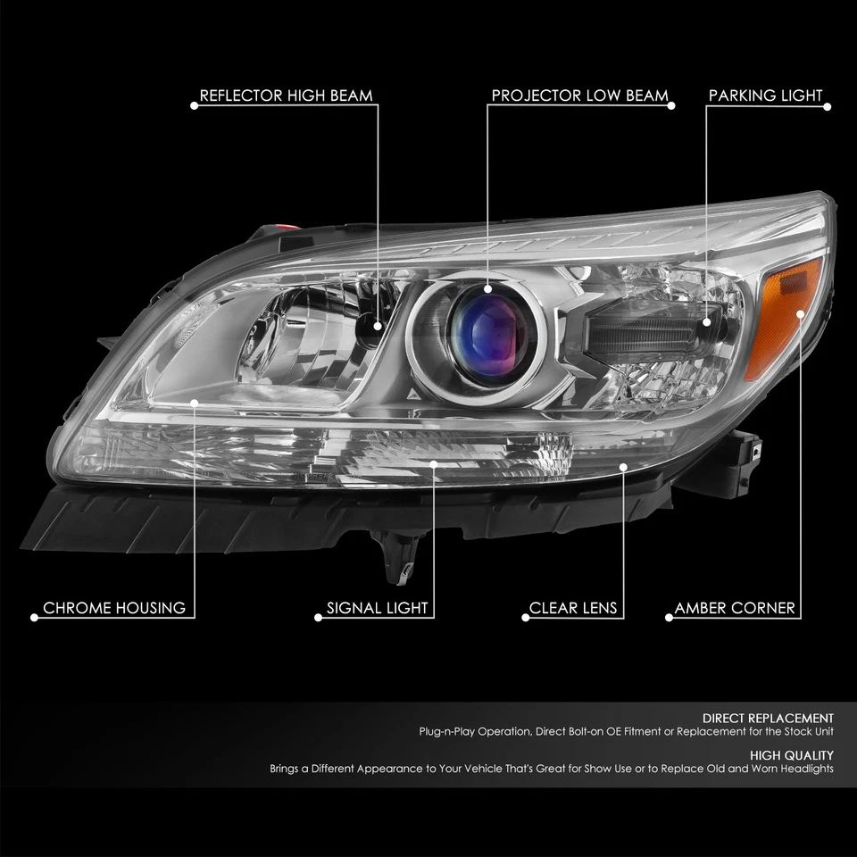 Faro proyector izquierdo para Chevrolet Malibu 2013-2015 cromo/ámbar Foto 2 de 4