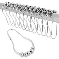 Shower Curtain Hooks Rings for Bathroom - 12 Pcs Stainless Steel Silver Pear...