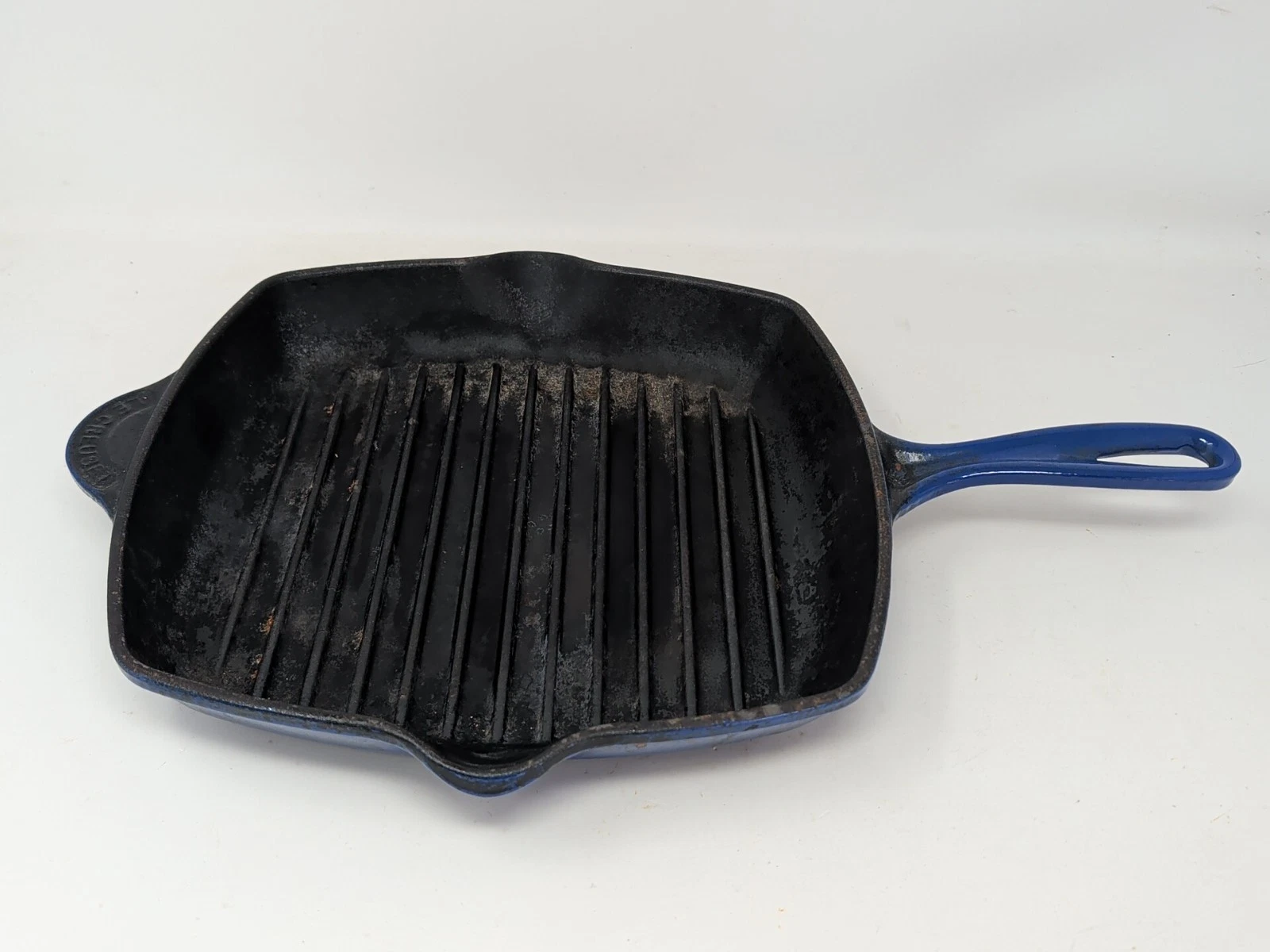 Le Creuset #26 10.5" Blue Enameled Cast Iron Square Grill Skillet Griddle