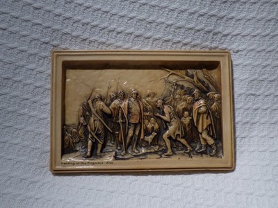 Vintage Osborne Ivorex Wandrelief - Landung der Pilger 1620
