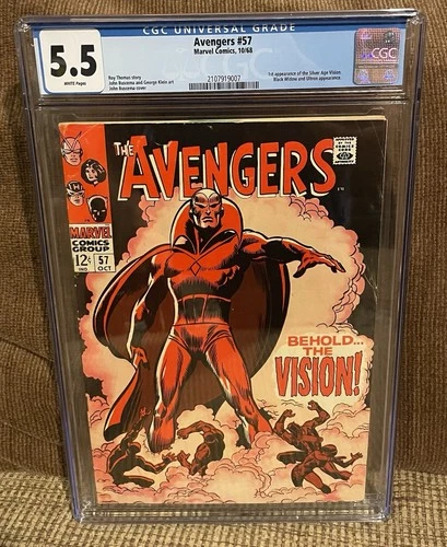Avengers 57 1968 CGC 5.5 WHITE PAGES 1st Appearance Vision John Buscema Cover